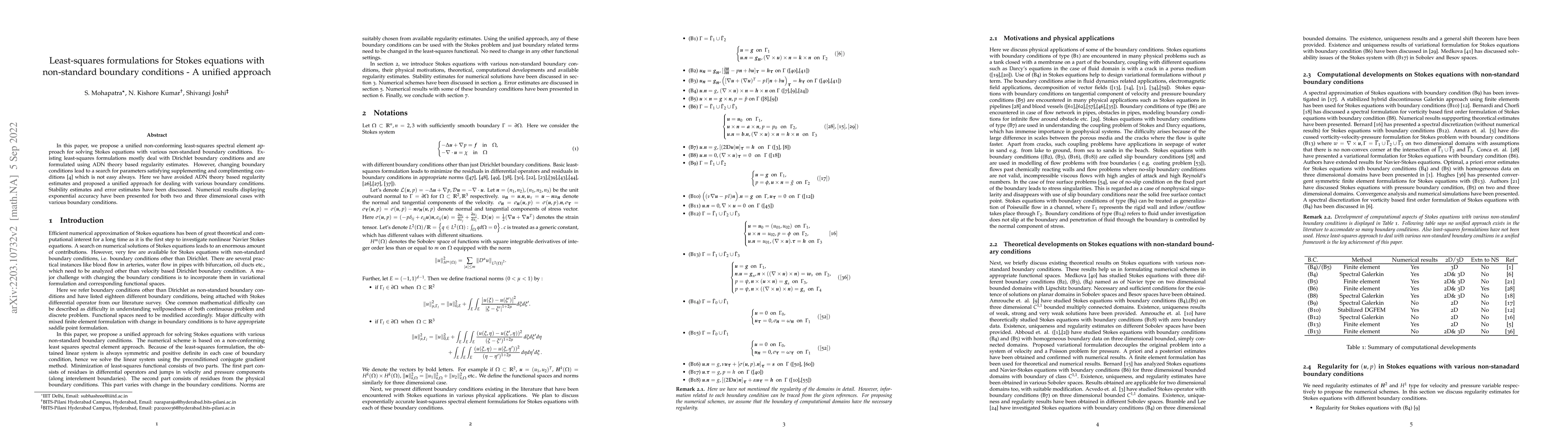 Thumbnail for Least-squares formulations for Stokes equations with non-standard
  boundary conditions -- A unified approach