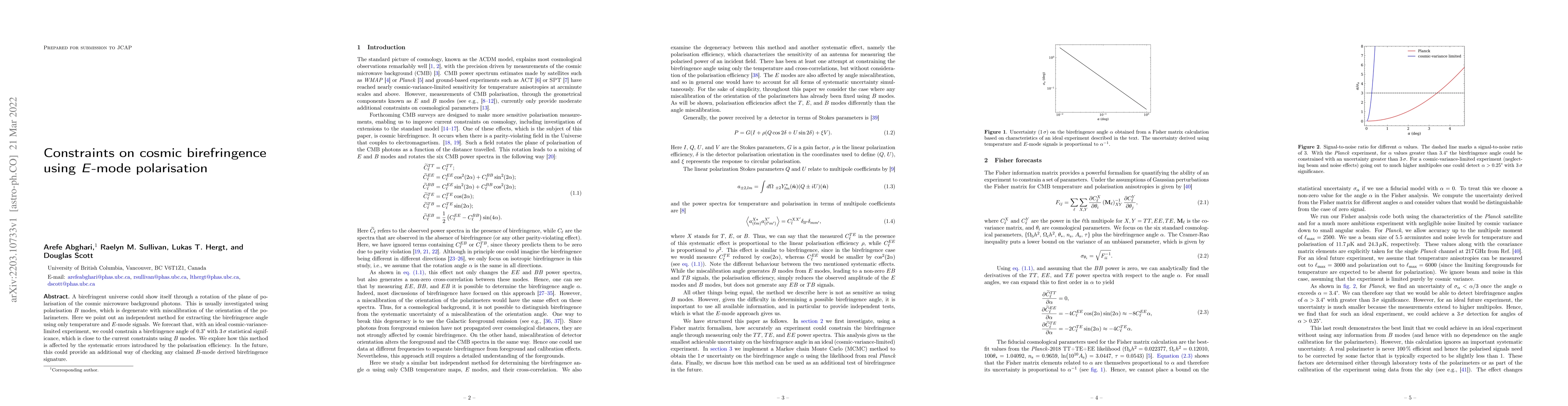 Thumbnail for Constraints on cosmic birefringence using $E$-mode polarisation