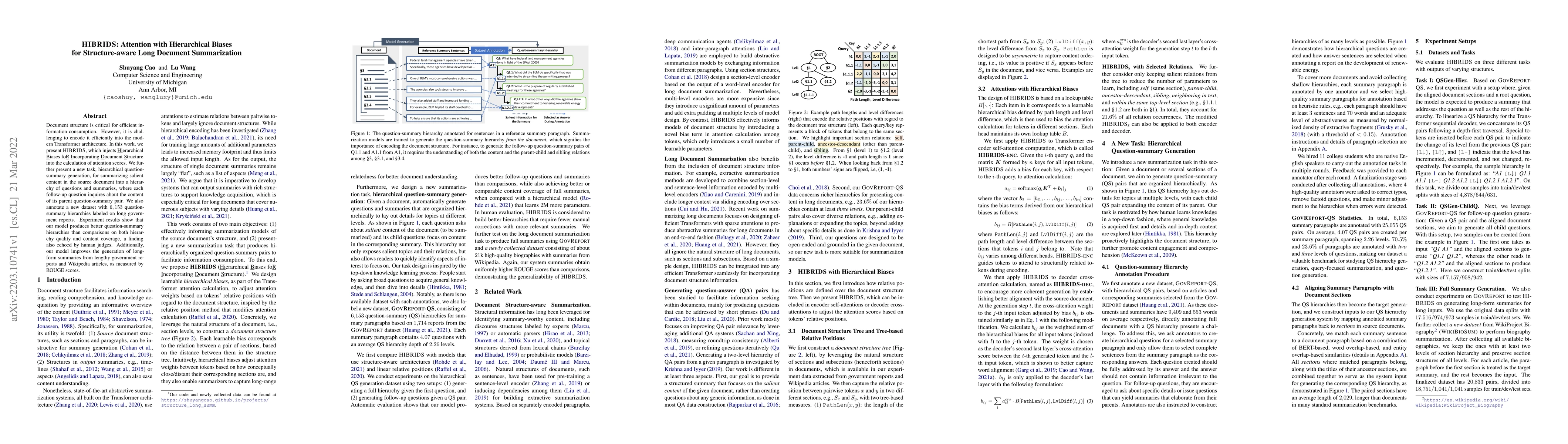Thumbnail for HIBRIDS: Attention with Hierarchical Biases for Structure-aware Long
  Document Summarization