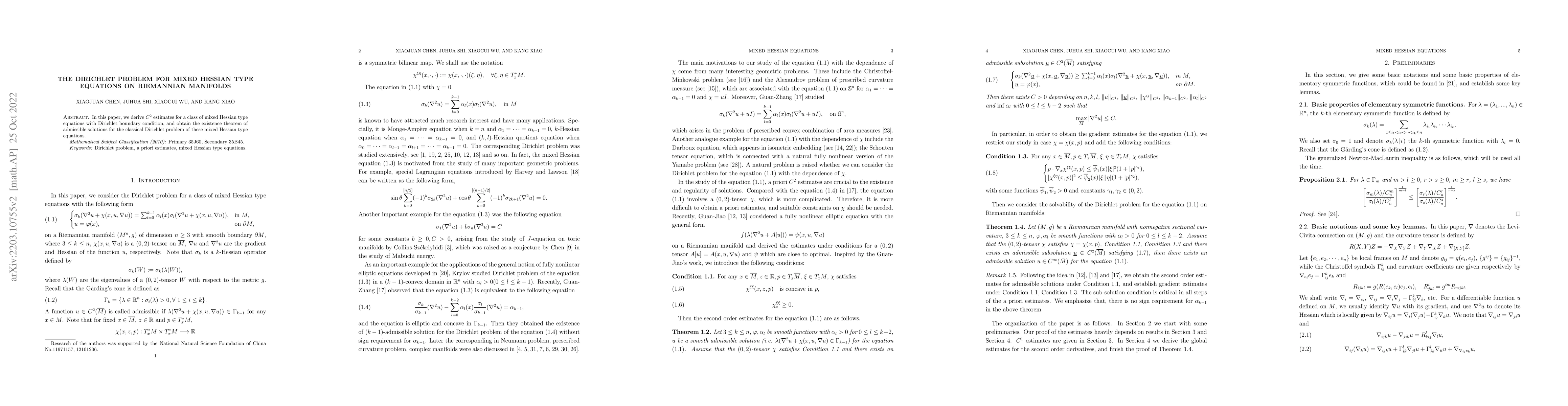 Thumbnail for The Dirichlet Problem for mixed Hessian type equations on Riemannian
  manifolds