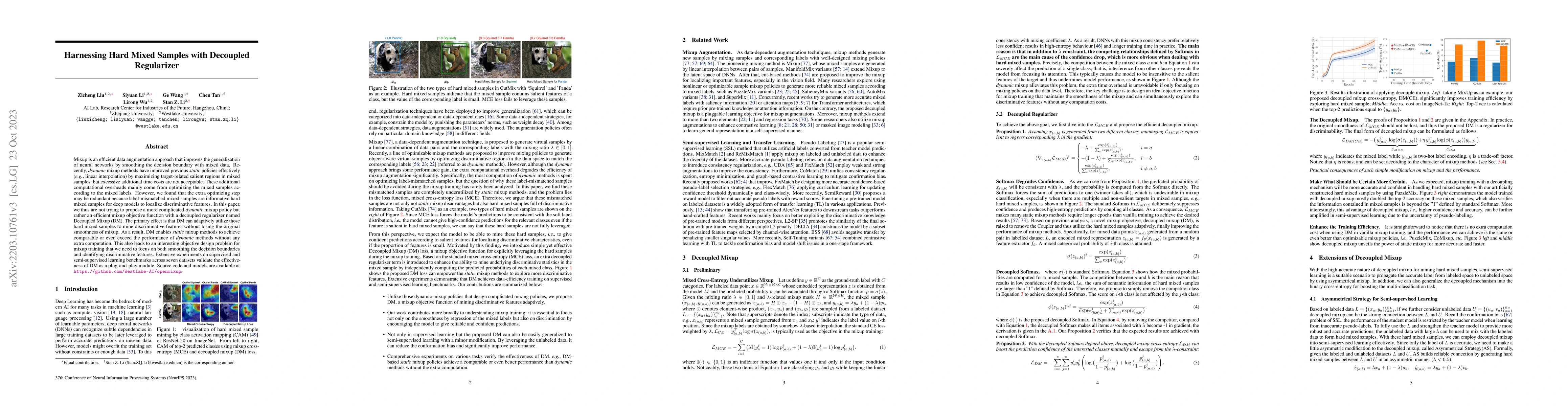 Thumbnail for Harnessing Hard Mixed Samples with Decoupled Regularizer