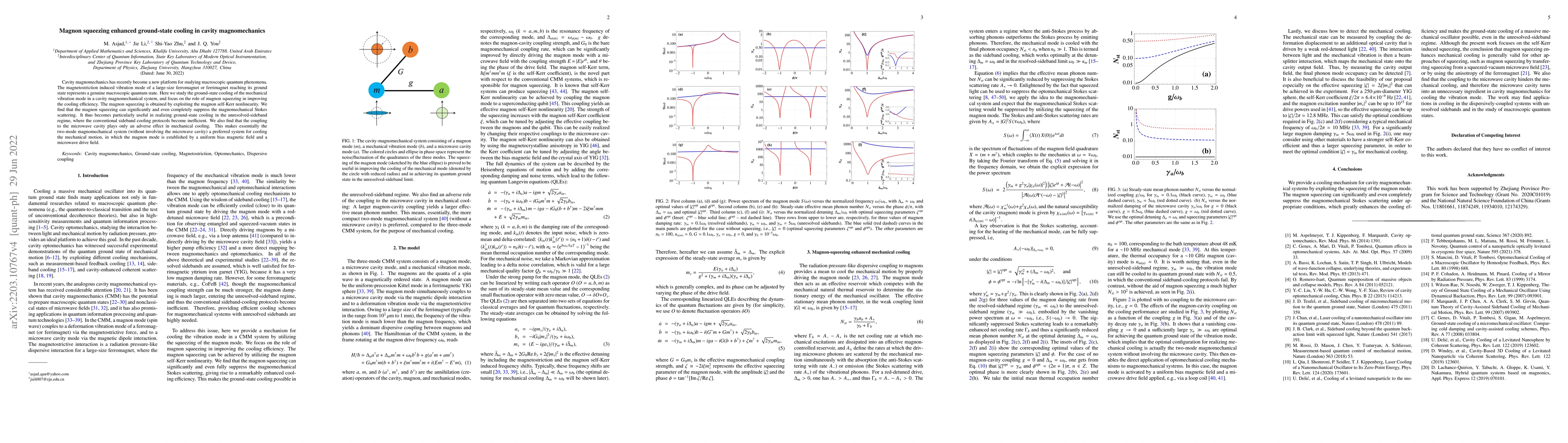 Thumbnail for Magnon squeezing enhanced ground-state cooling in cavity magnomechanics