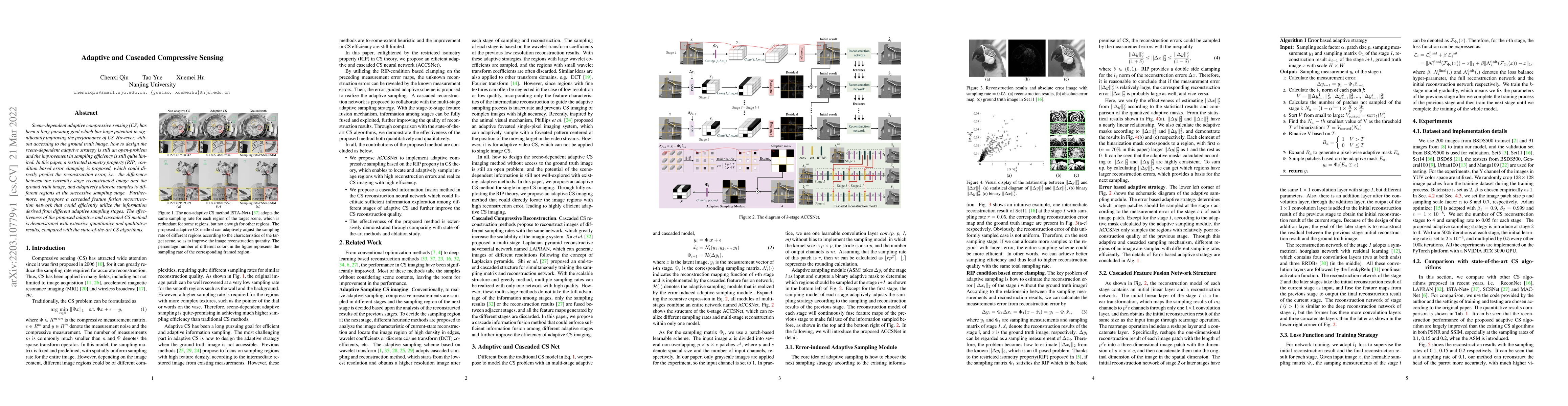 Thumbnail for Adaptive and Cascaded Compressive Sensing