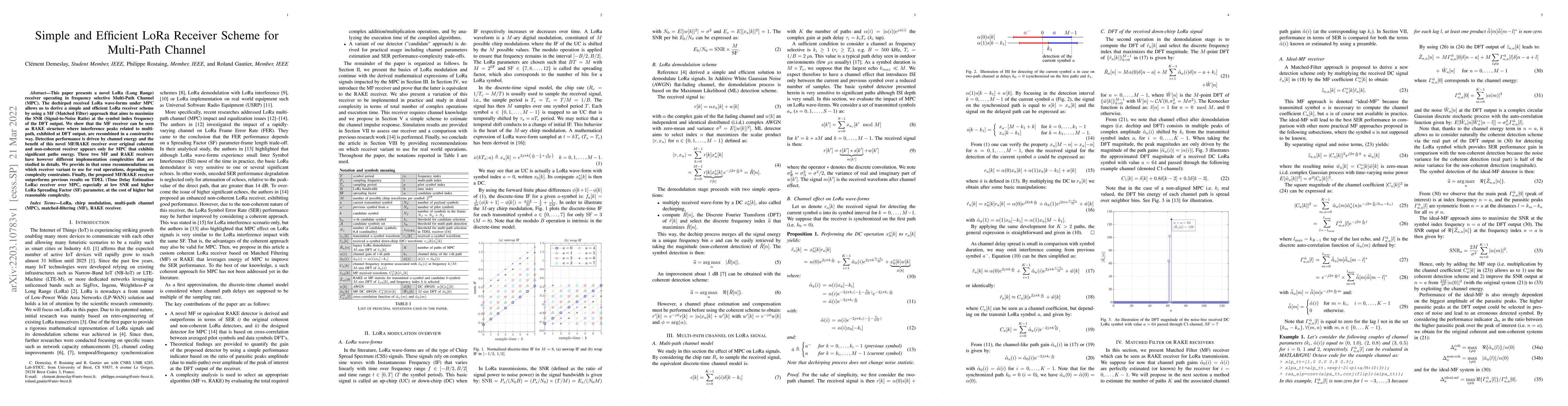 Thumbnail for Simple and Efficient LoRa Receiver Scheme for Multi-Path Channel