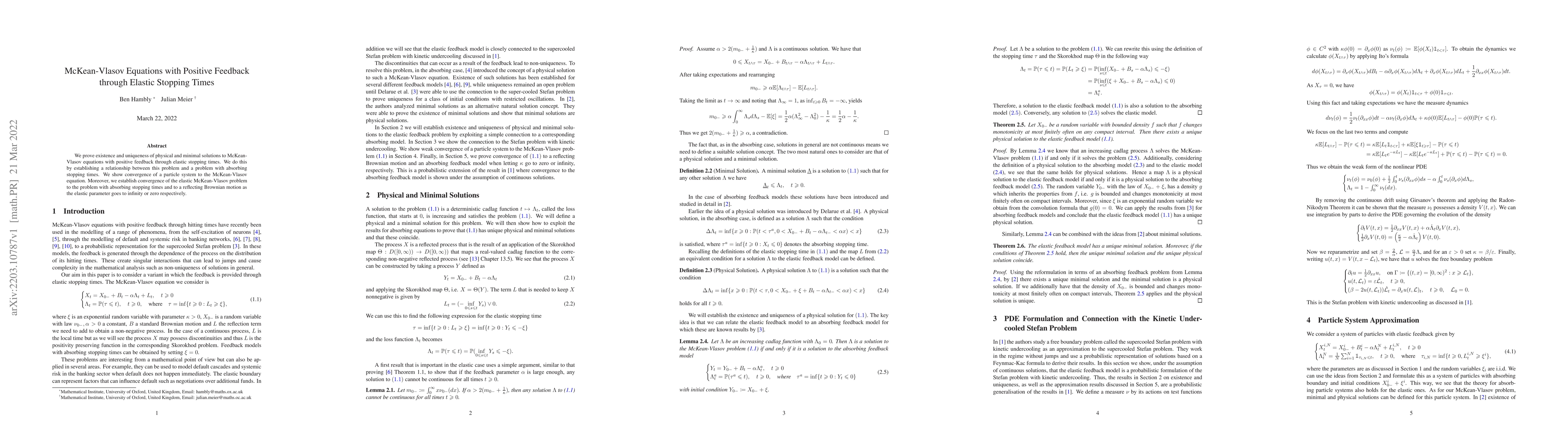 Thumbnail for McKean-Vlasov Equations with Positive Feedback through Elastic Stopping
  Times