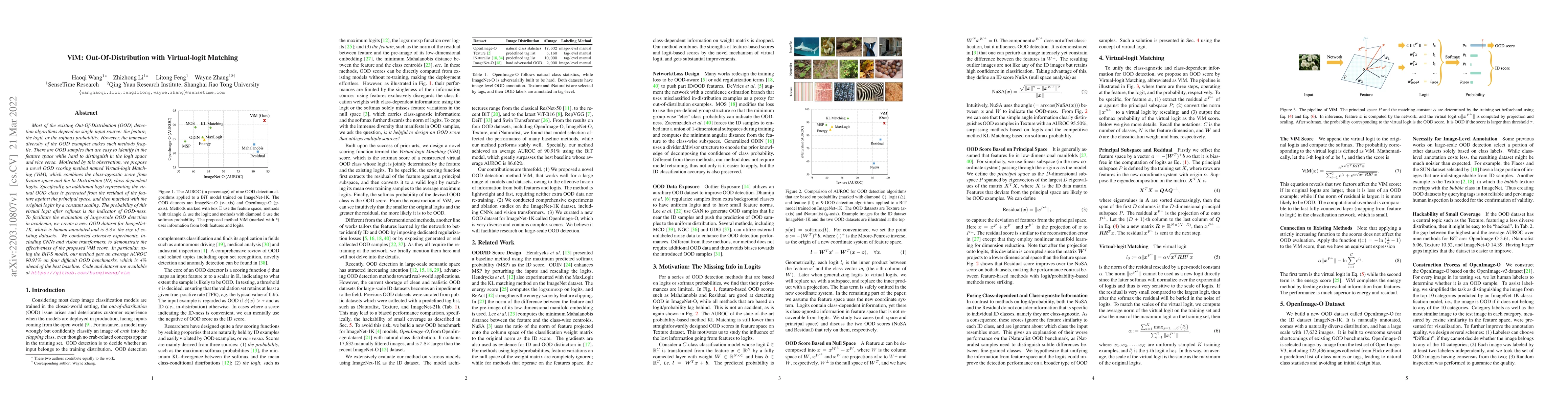 Thumbnail for ViM: Out-Of-Distribution with Virtual-logit Matching