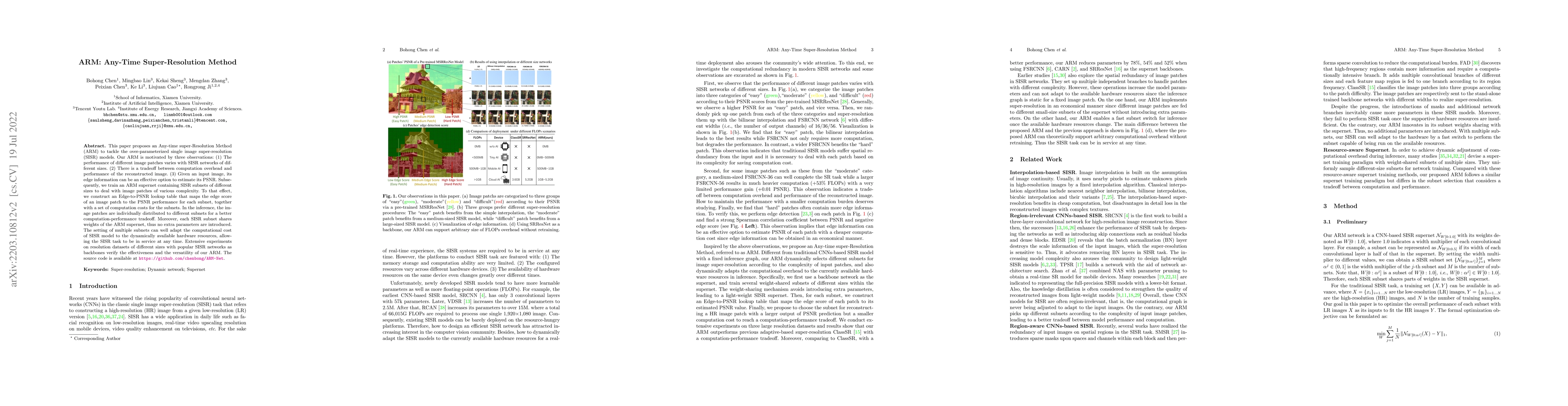 Thumbnail for ARM: Any-Time Super-Resolution Method