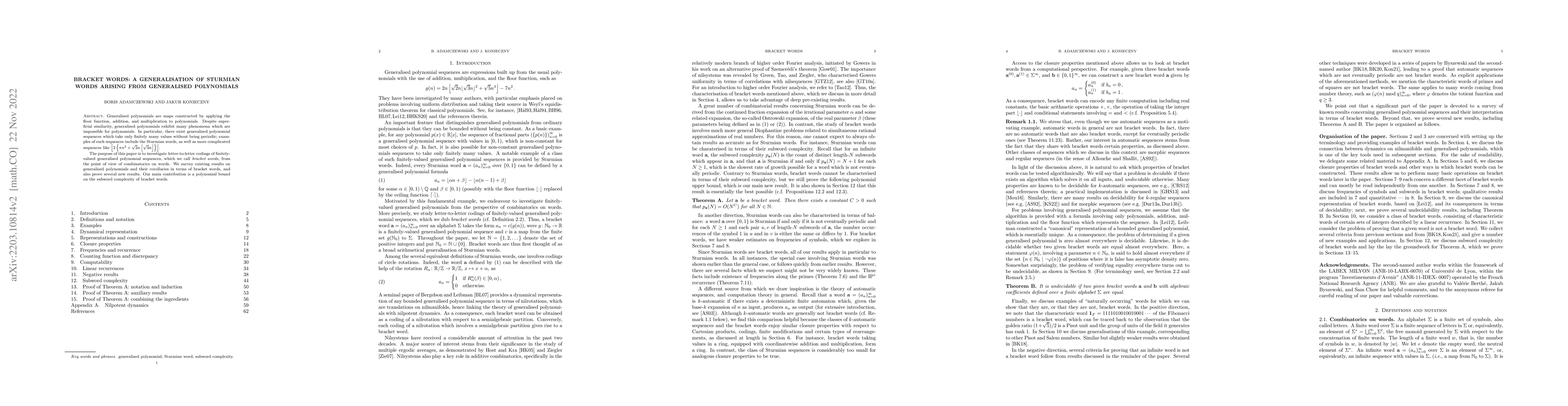 Thumbnail for Bracket words: a generalisation of Sturmian words arising from
  generalised polynomials