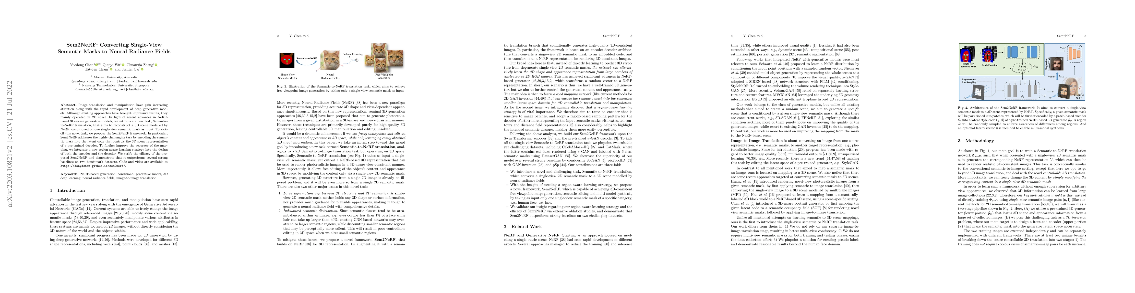 Thumbnail for Sem2NeRF: Converting Single-View Semantic Masks to Neural Radiance
  Fields