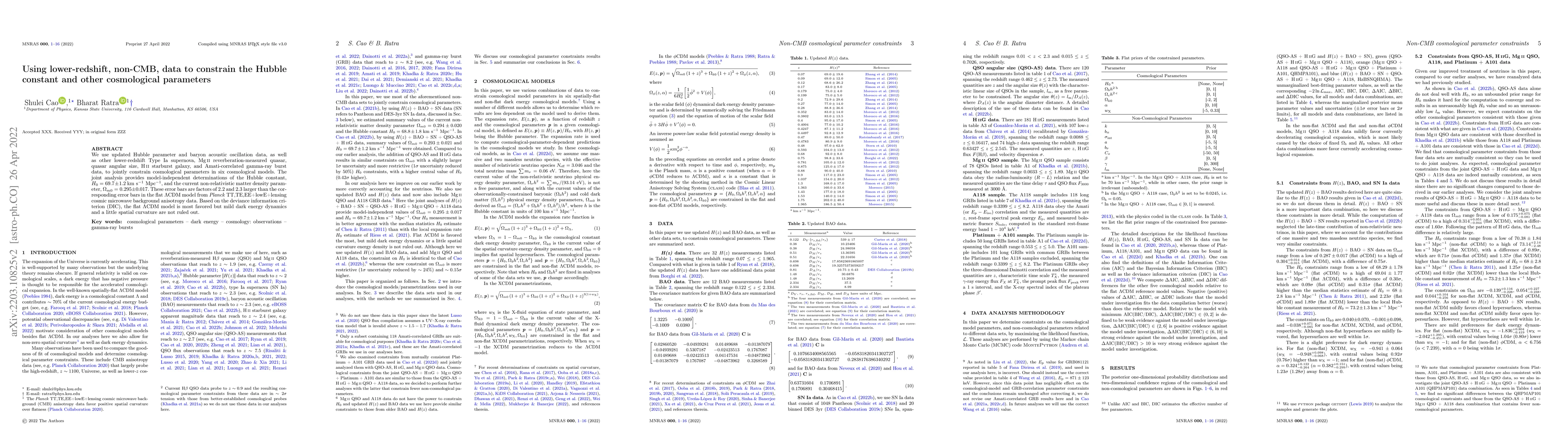 Thumbnail for Using lower-redshift, non-CMB, data to constrain the Hubble constant and
  other cosmological parameters