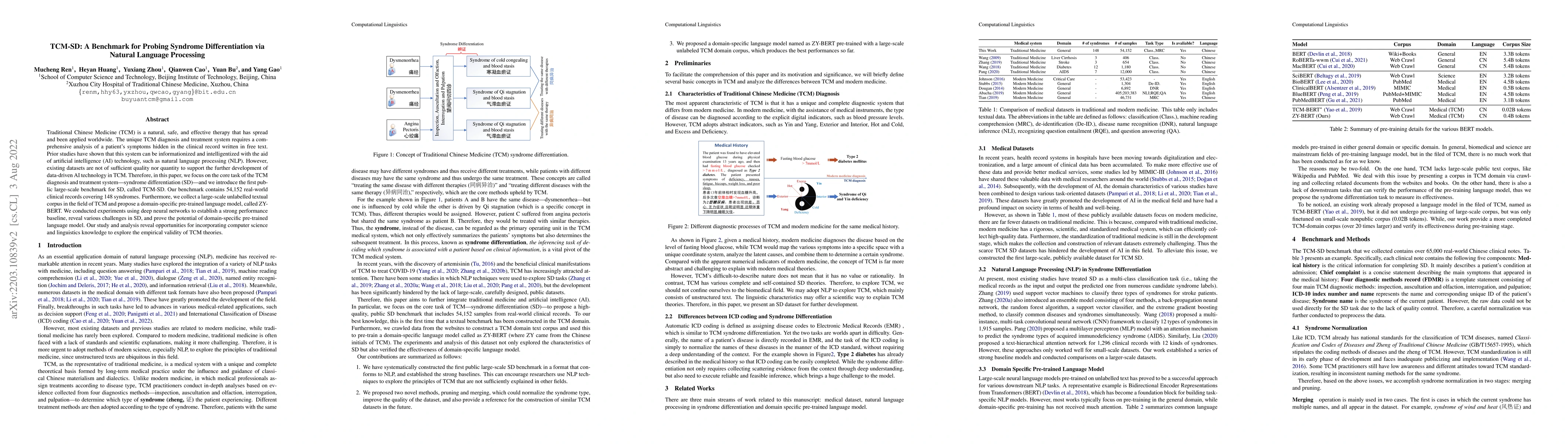 Thumbnail for TCM-SD: A Benchmark for Probing Syndrome Differentiation via Natural
  Language Processing