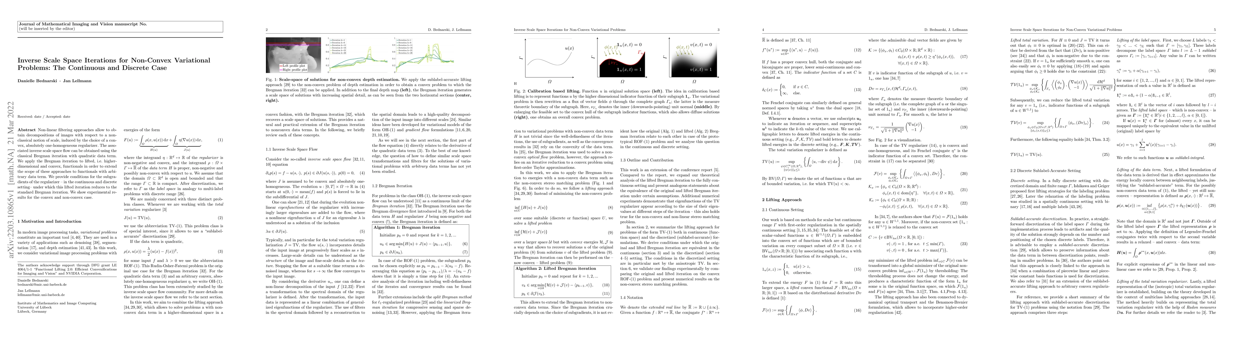 Thumbnail for Inverse Scale Space Iterations for Non-Convex Variational Problems: The
  Continuous and Discrete Case