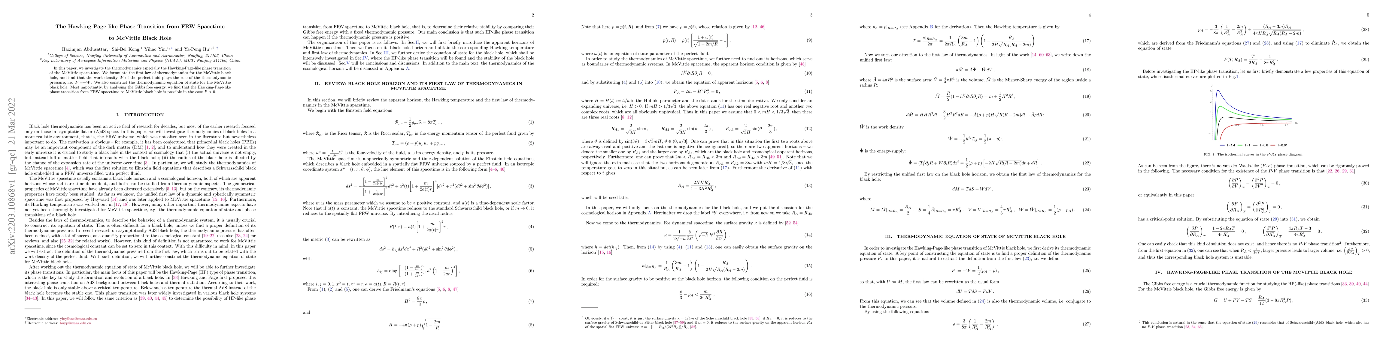 Thumbnail for The Hawking-Page-like Phase Transition from FRW Spacetime to McVittie
  Black Hole