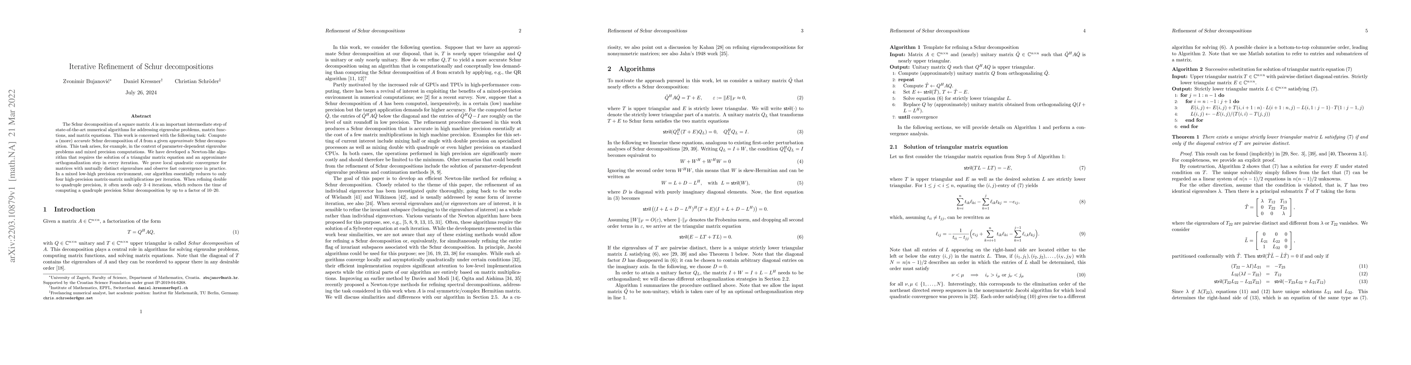 Thumbnail for Iterative Refinement of Schur decompositions