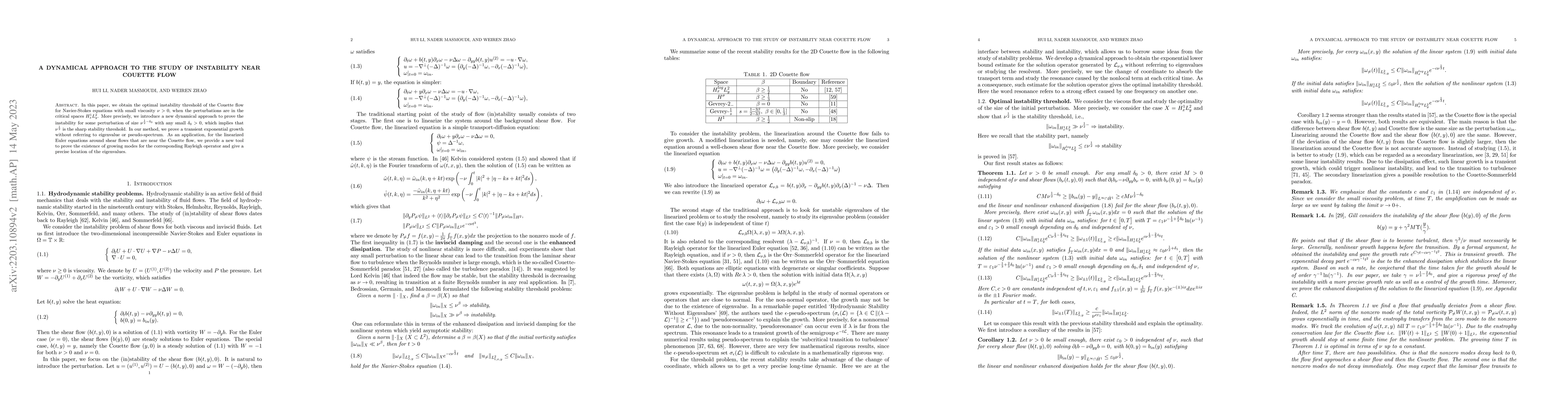 Thumbnail for A dynamical approach to the study of instability near Couette flow