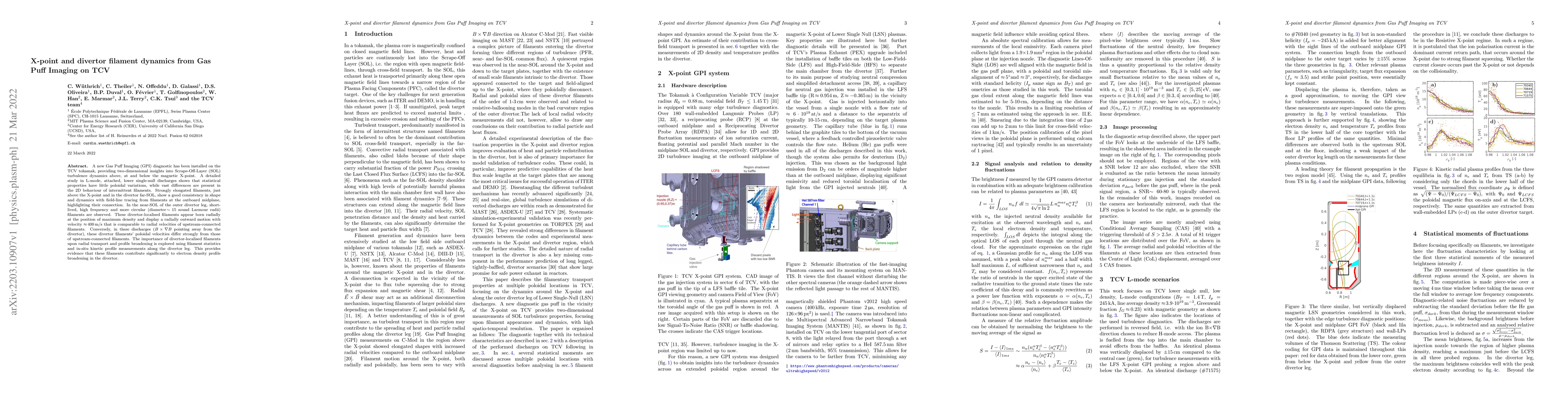 Thumbnail for X-point and divertor filament dynamics from Gas Puff Imaging on TCV