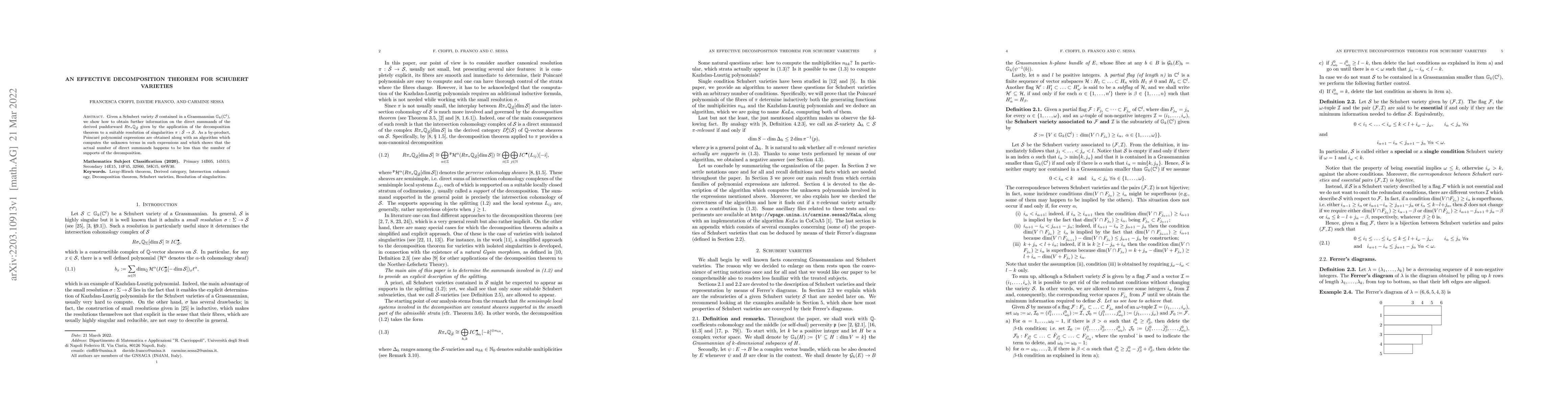 Thumbnail for An effective decomposition theorem for Schubert varieties