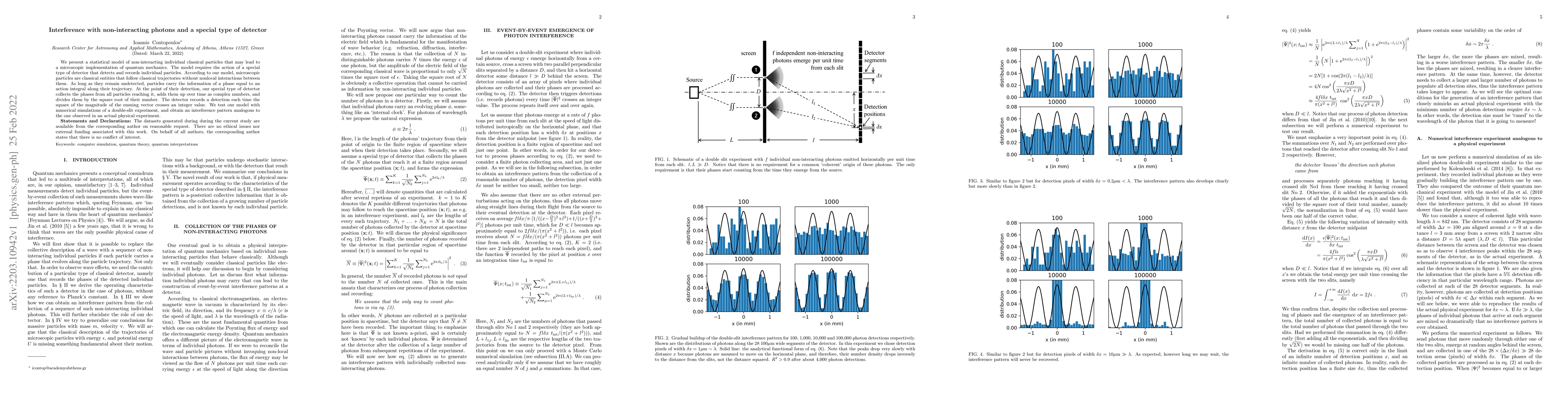 Thumbnail for Quantum Mechanics: reality or an illusion of the detector? Paper I:
  Interference with non-interacting photons and a special type of detector