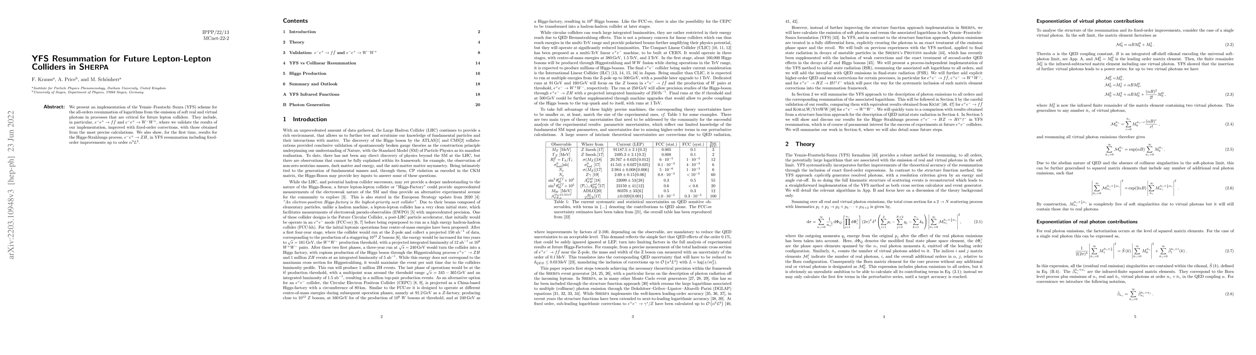 Thumbnail for YFS Resummation for Future Lepton-Lepton Colliders in SHERPA