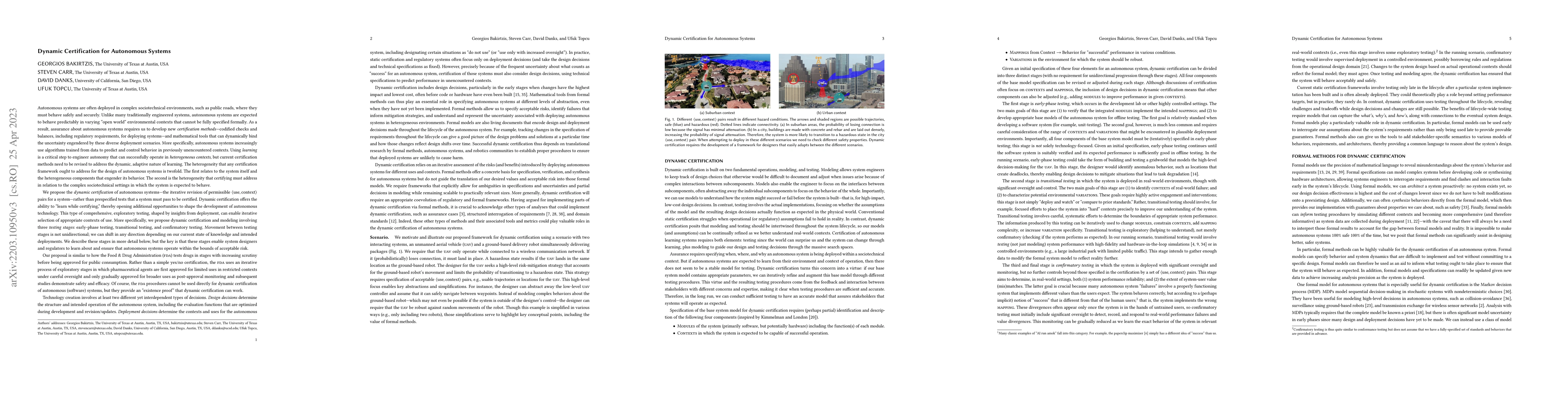 Thumbnail for Dynamic Certification for Autonomous Systems