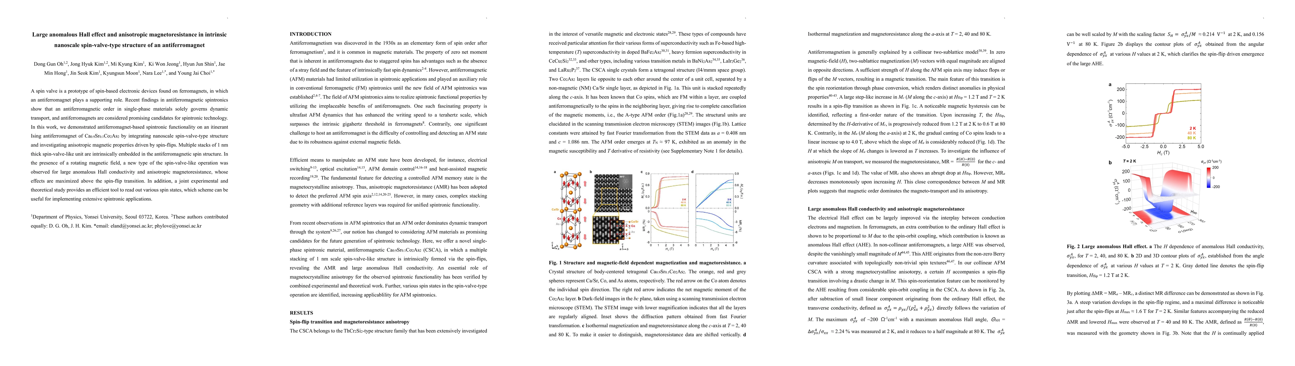 Thumbnail for Large anomalous Hall effect and anisotropic magnetoresistance in
  intrinsic nanoscale spin-valve-type structure of an antiferromagnet