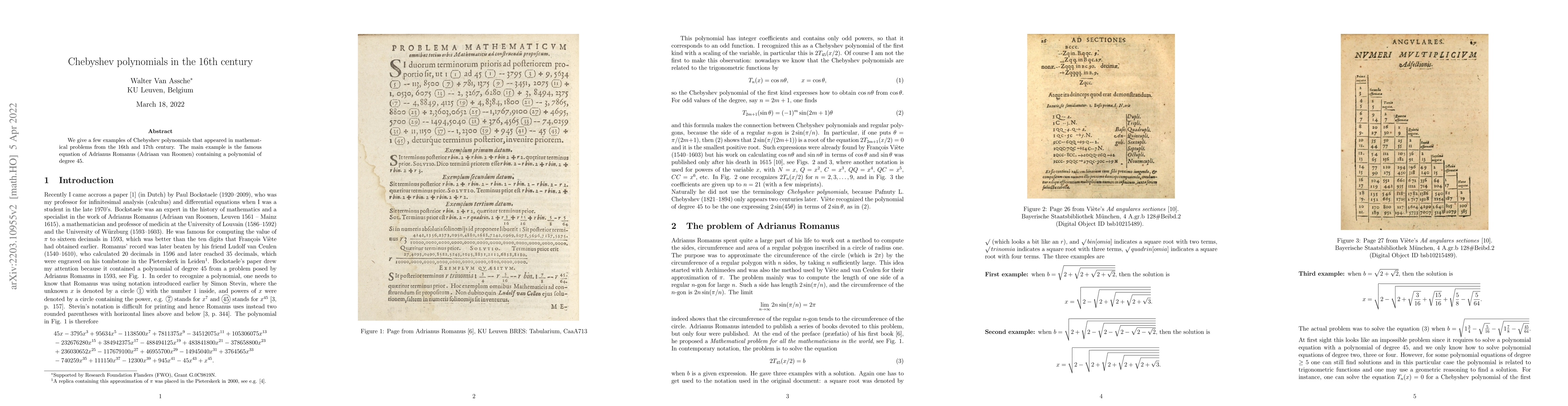 Thumbnail for Chebyshev polynomials in the 16th century