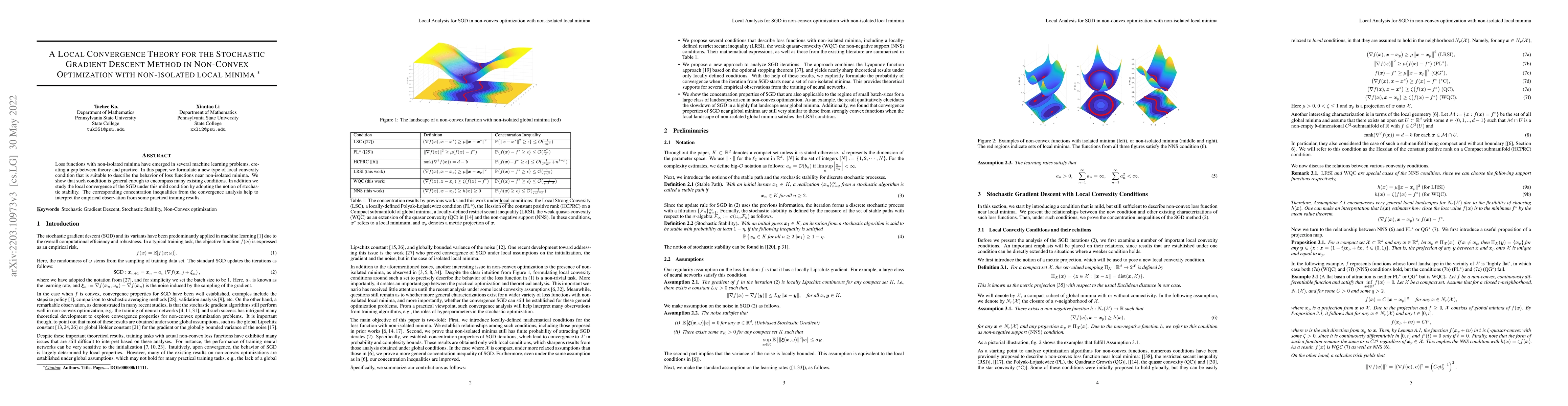 Thumbnail for A Local Convergence Theory for the Stochastic Gradient Descent Method in
  Non-Convex Optimization With Non-isolated Local Minima