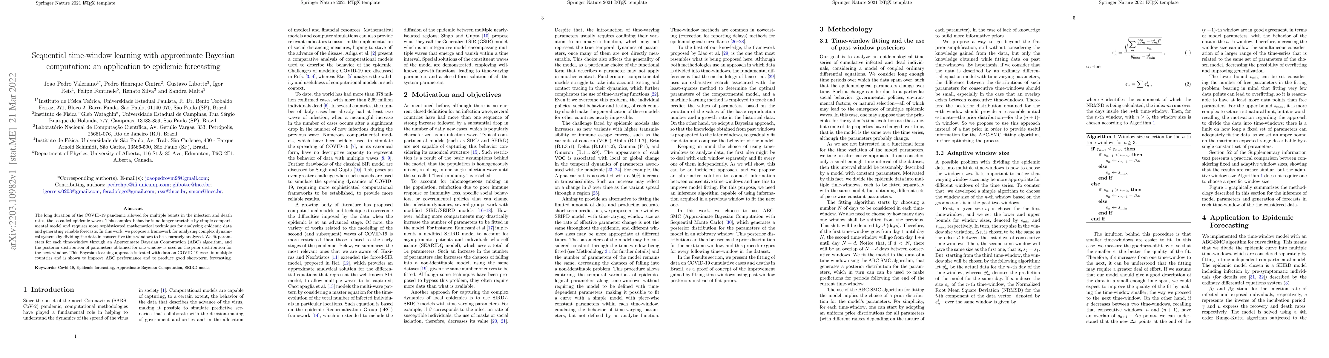 Thumbnail for Sequential time-window learning with approximate Bayesian computation:
  an application to epidemic forecasting