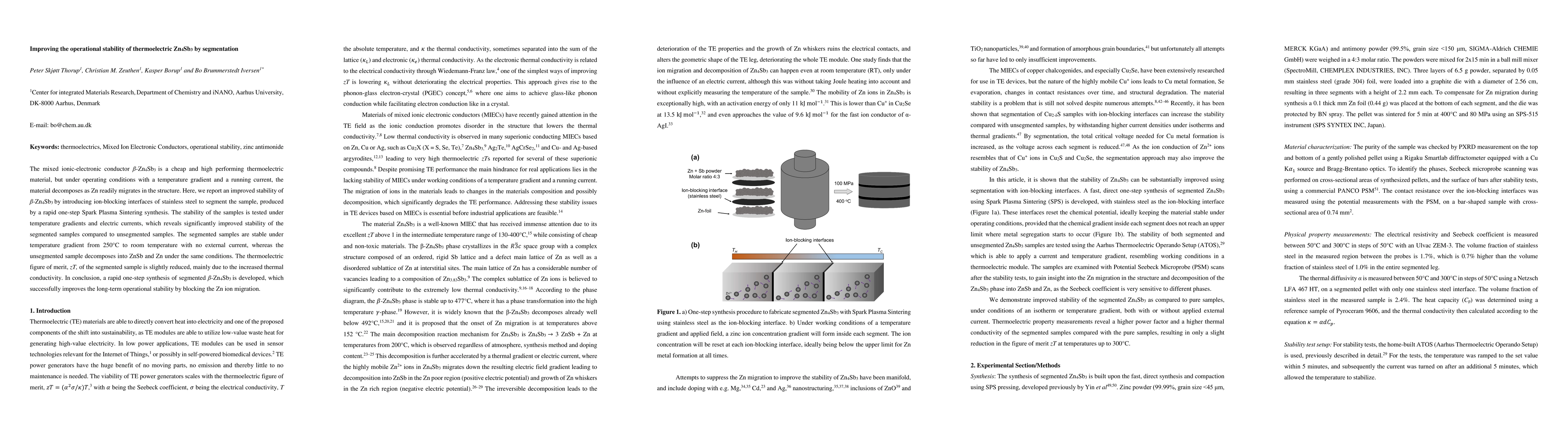 Thumbnail for Improving the operational stability of thermoelectric Zn$_4$Sb$_3$ by
  segmentation