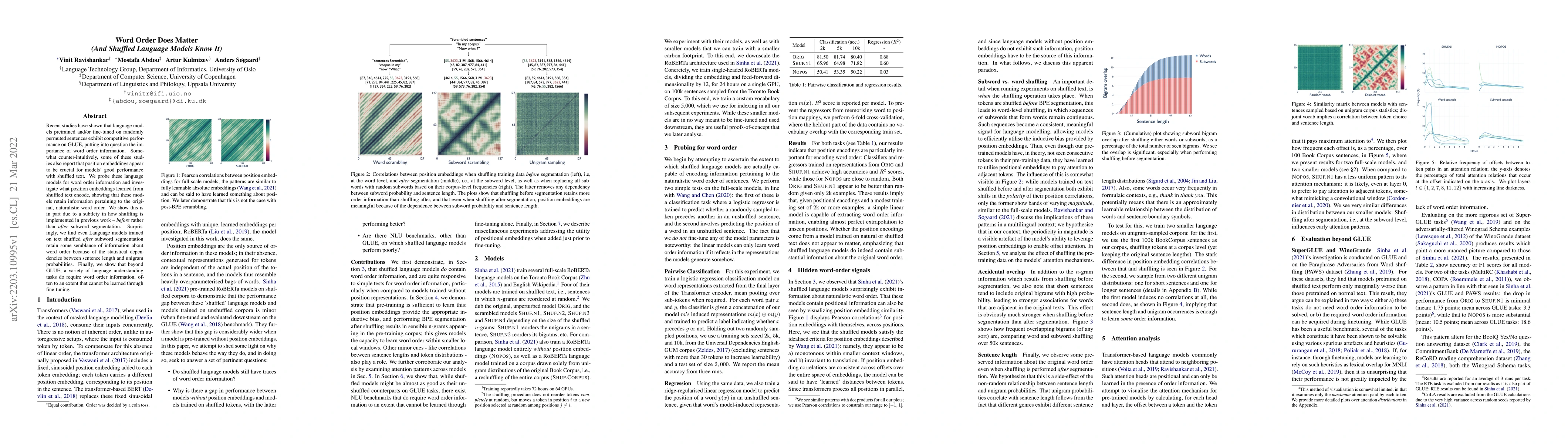 Thumbnail for Word Order Does Matter (And Shuffled Language Models Know It)