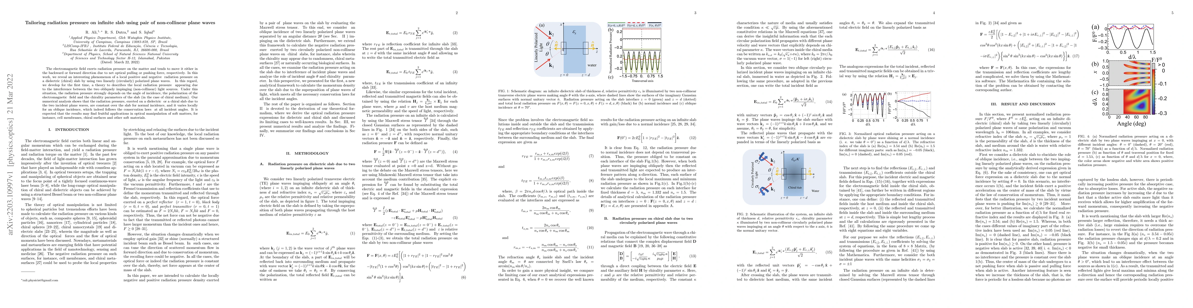 Thumbnail for Tailoring radiation pressure on infinite slab using pair of
  non-collinear plane waves