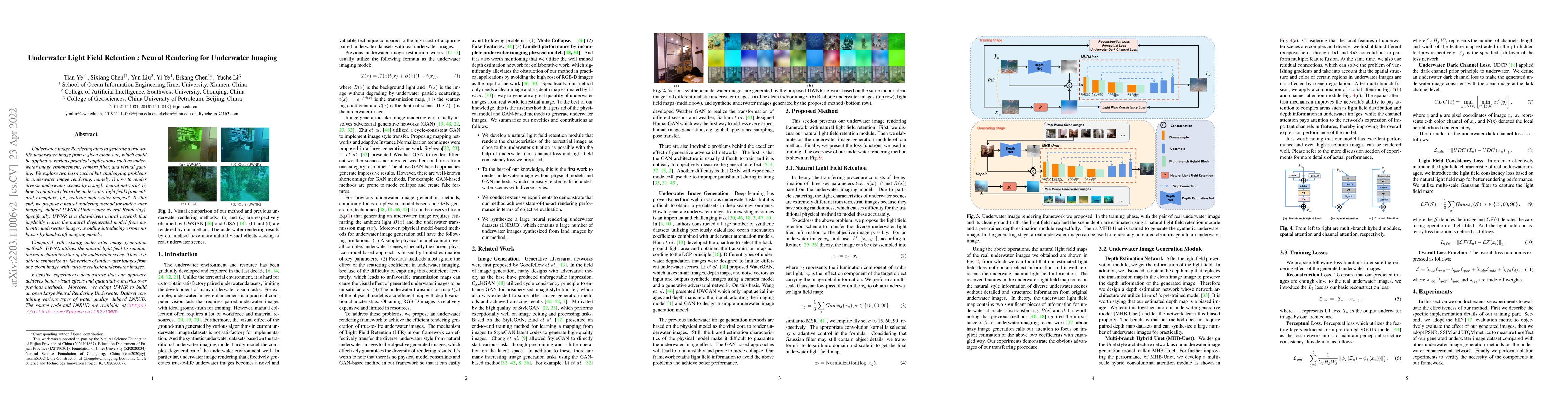 Thumbnail for Underwater Light Field Retention : Neural Rendering for Underwater
  Imaging