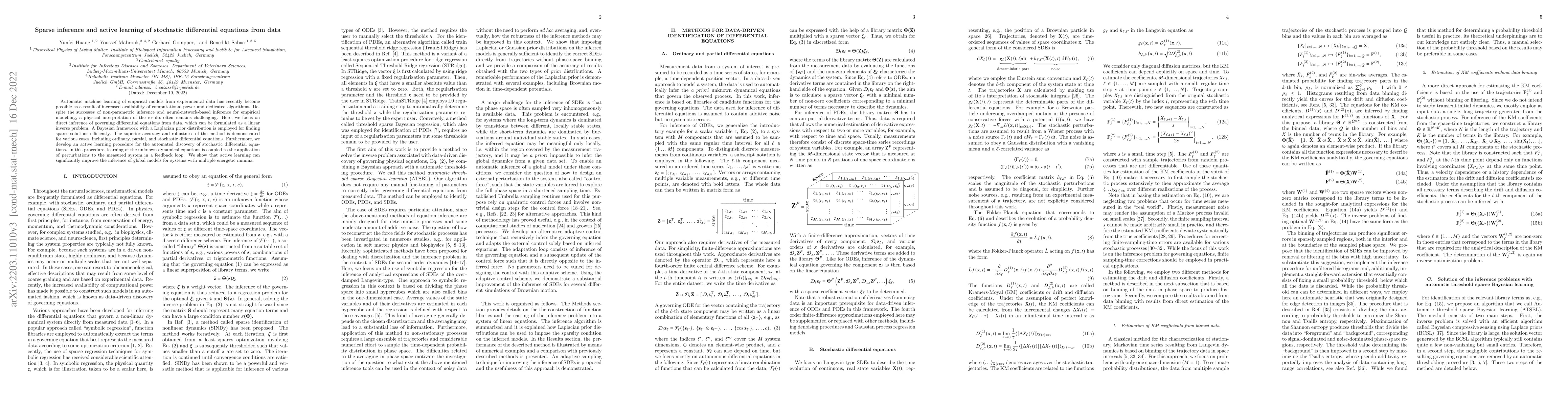 Thumbnail for Sparse inference and active learning of stochastic differential
  equations from data