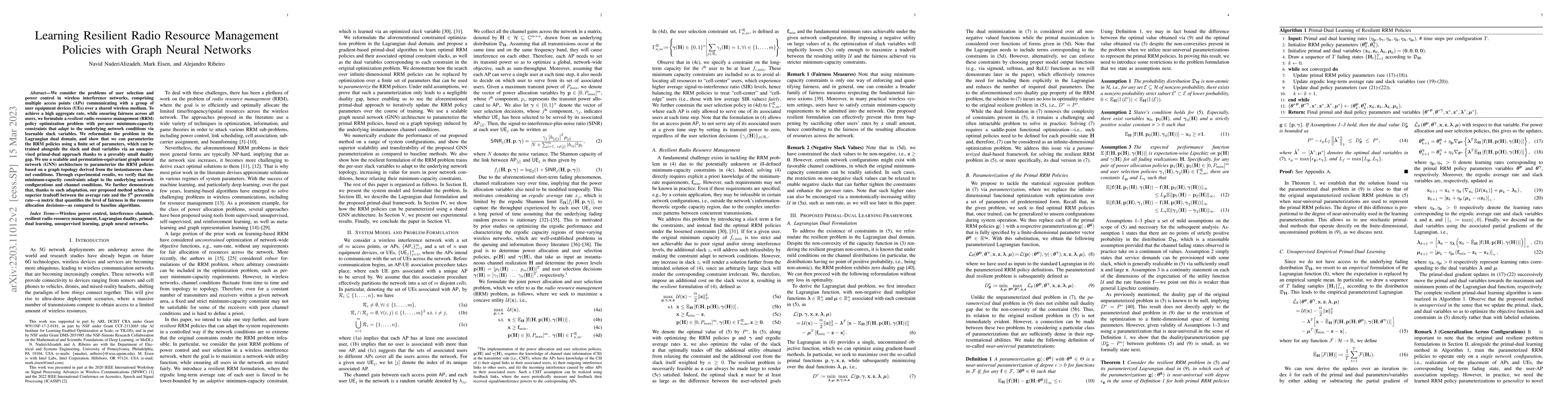 Thumbnail for Learning Resilient Radio Resource Management Policies with Graph Neural
  Networks
