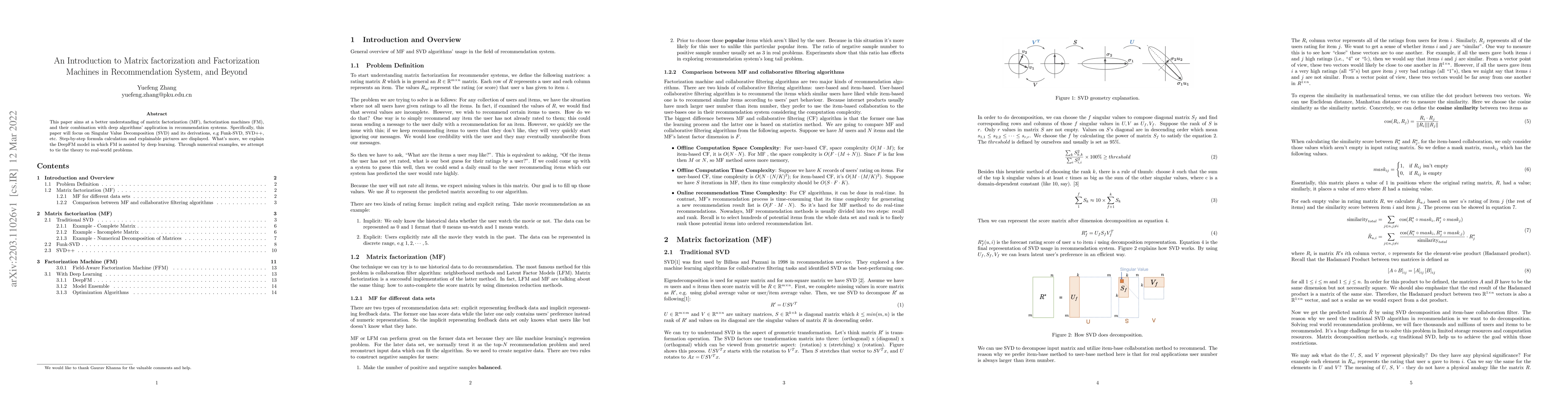 Thumbnail for An Introduction to Matrix factorization and Factorization Machines in
  Recommendation System, and Beyond