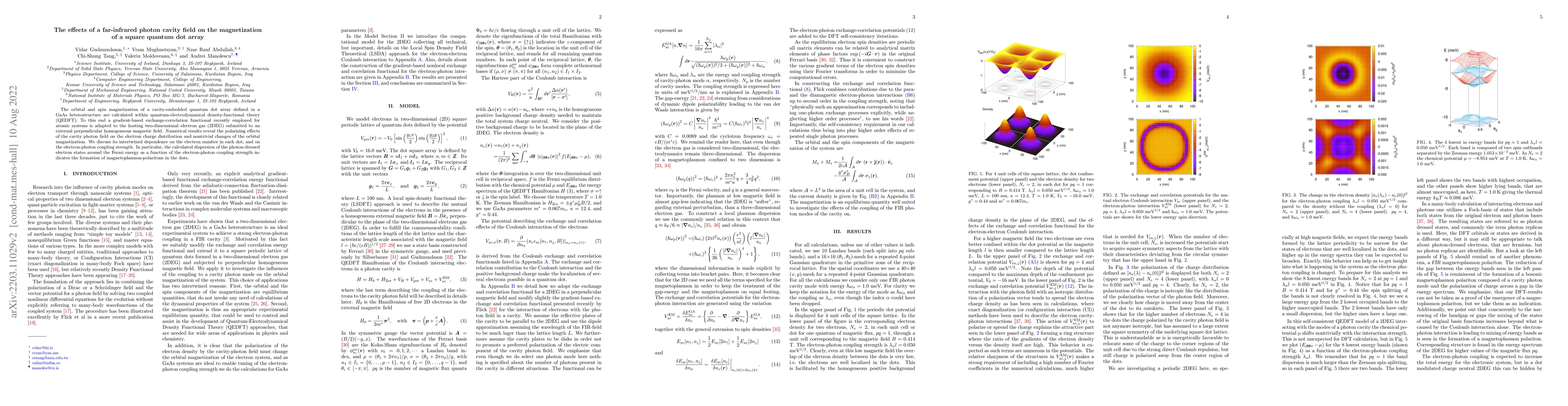 Thumbnail for The effects of a far-infrared photon cavity field on the magnetization
  of a square quantum dot array