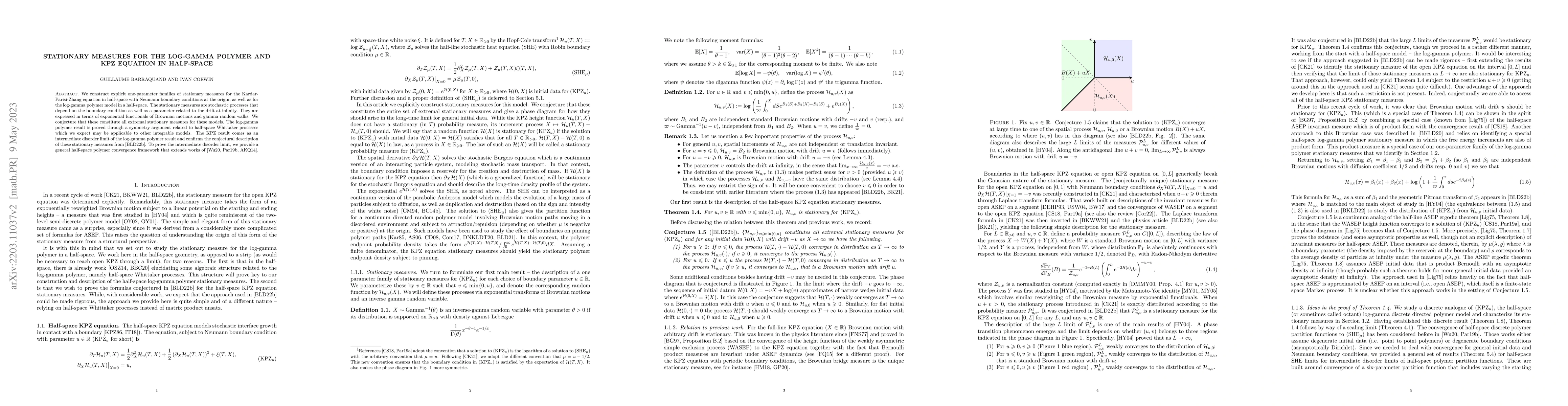 Thumbnail for Stationary measures for the log-gamma polymer and KPZ equation in
  half-space