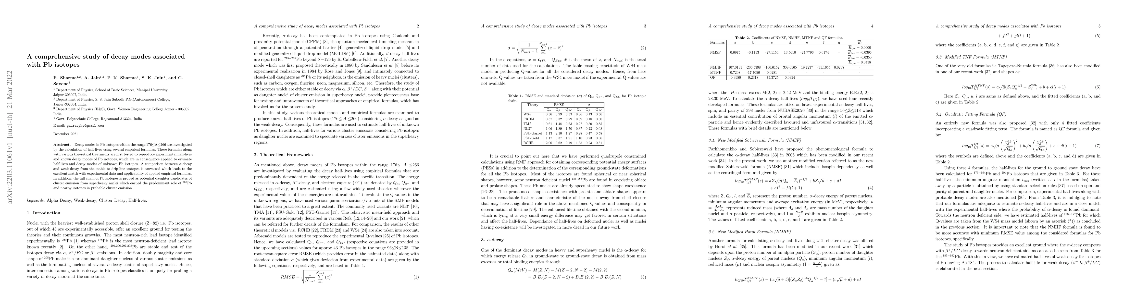 Thumbnail for A comprehensive study of decay modes associated with Pb isotopes