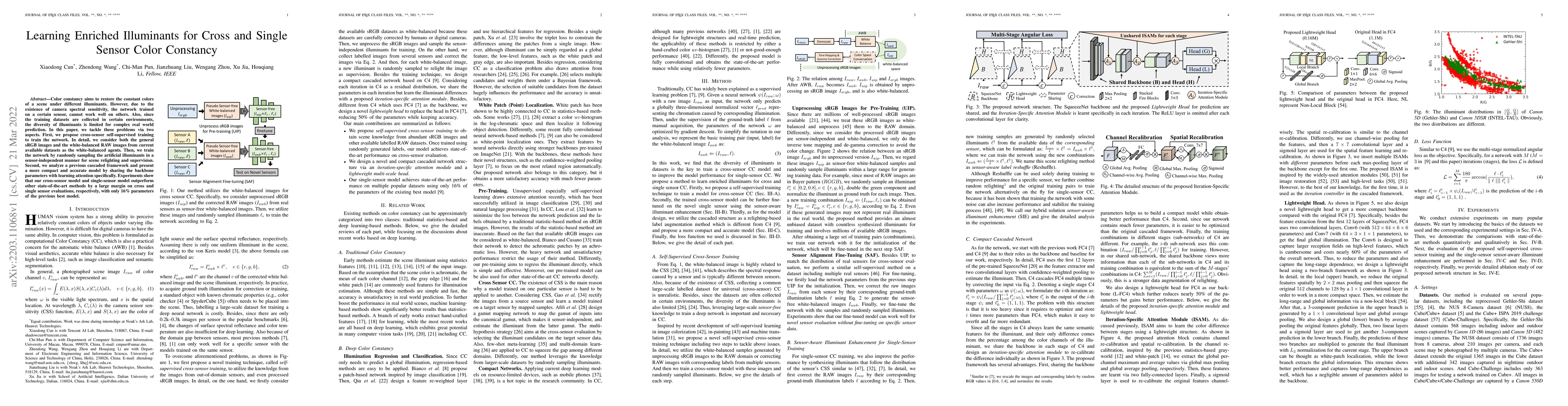 Thumbnail for Learning Enriched Illuminants for Cross and Single Sensor Color
  Constancy