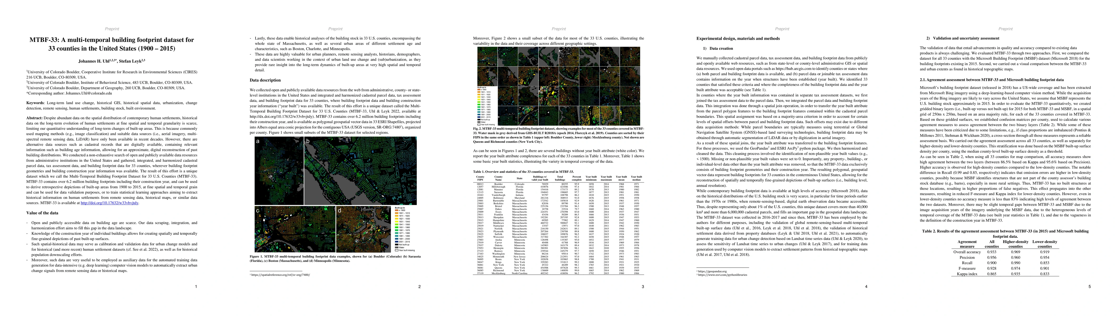 Thumbnail for MTBF-33: A multi-temporal building footprint dataset for 33 counties in
  the United States (1900-2015)