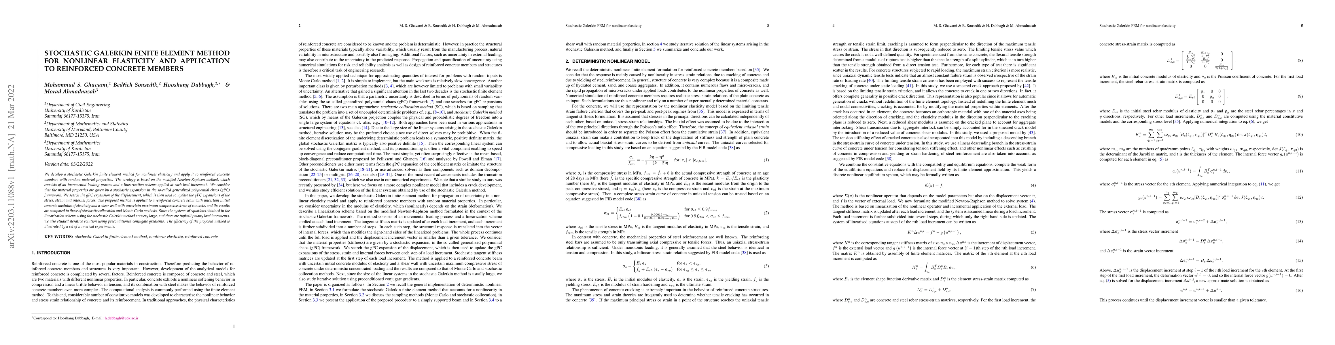 Thumbnail for Stochastic Galerkin finite element method for nonlinear elasticity and
  application to reinforced concrete members