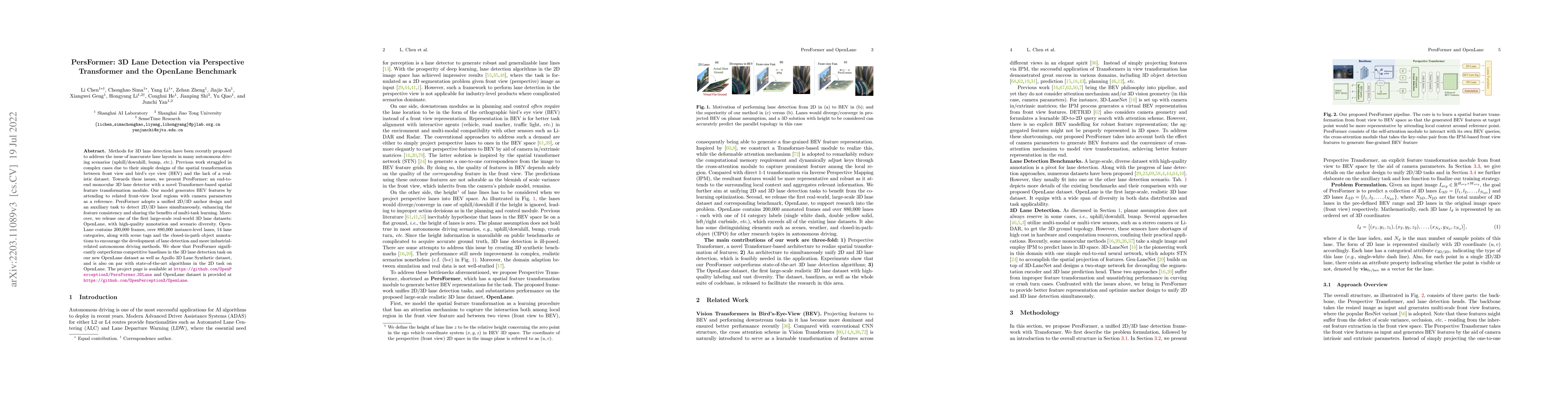 Thumbnail for PersFormer: 3D Lane Detection via Perspective Transformer and the
  OpenLane Benchmark