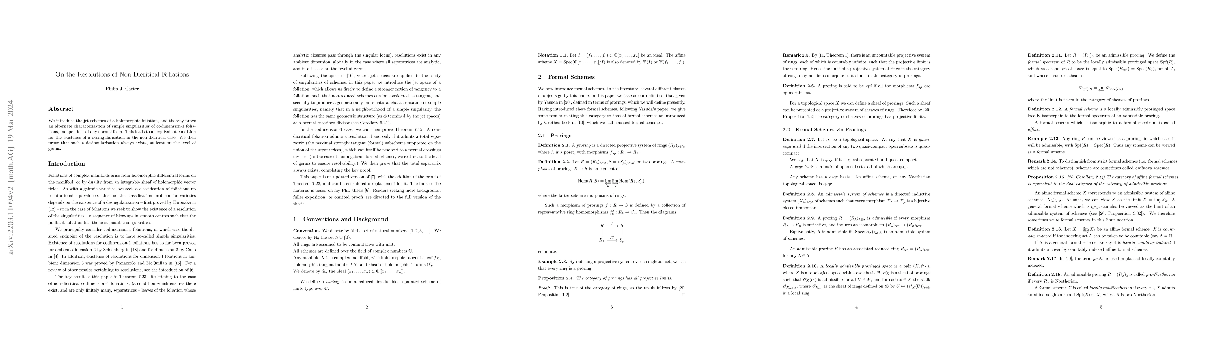 Thumbnail for On the Resolutions of Non-Dicritical Foliations