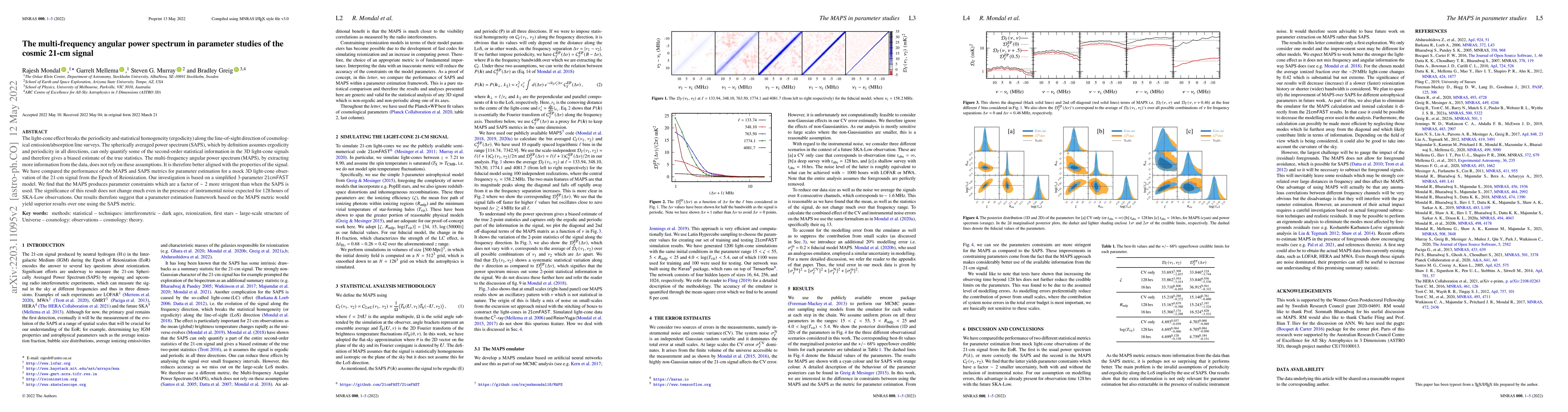 Thumbnail for The multi-frequency angular power spectrum in parameter studies of the
  cosmic 21-cm signal