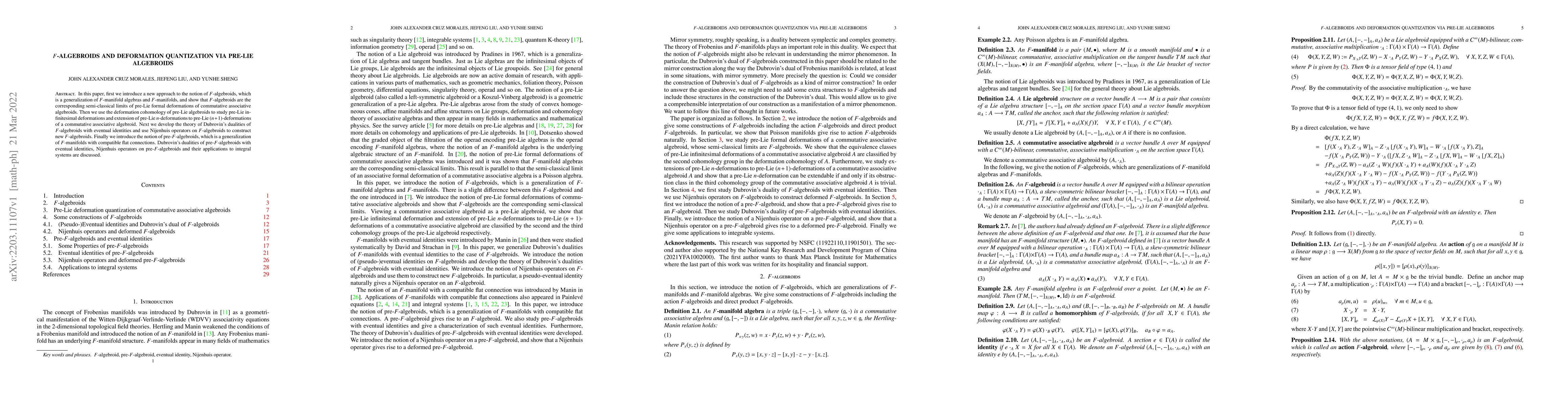Thumbnail for $F$-algebroids and deformation quantization via pre-Lie algebroids