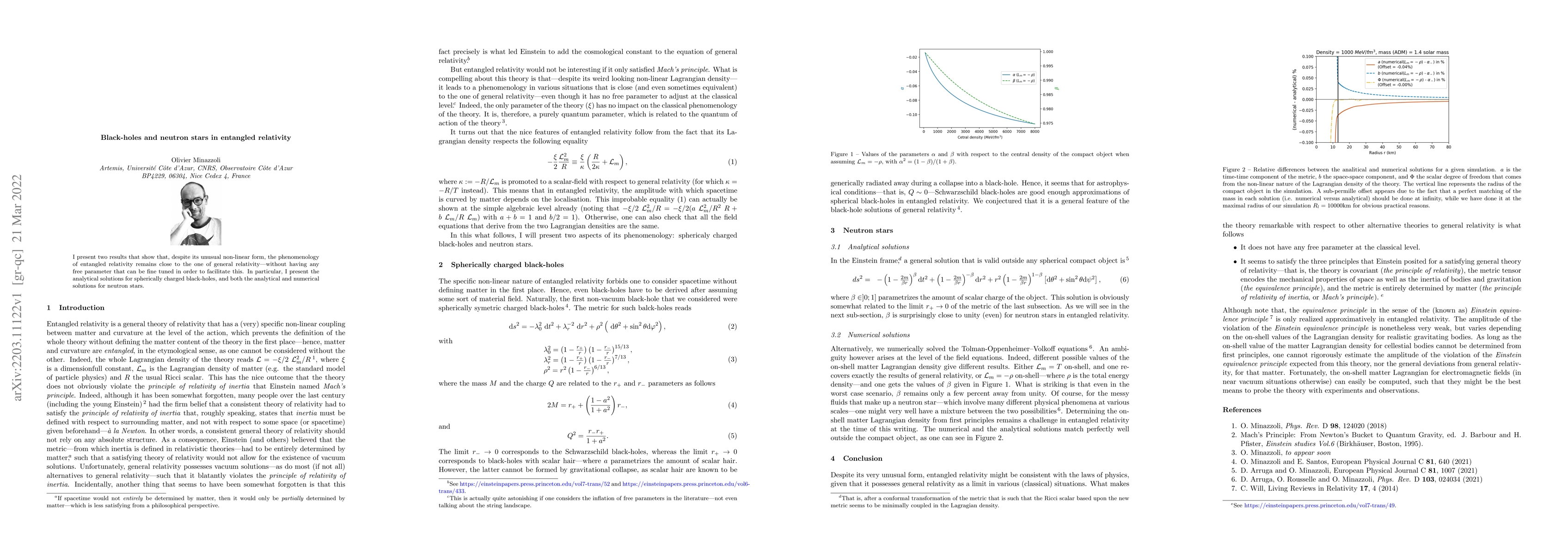 Thumbnail for Black-holes and neutron stars in entangled relativity