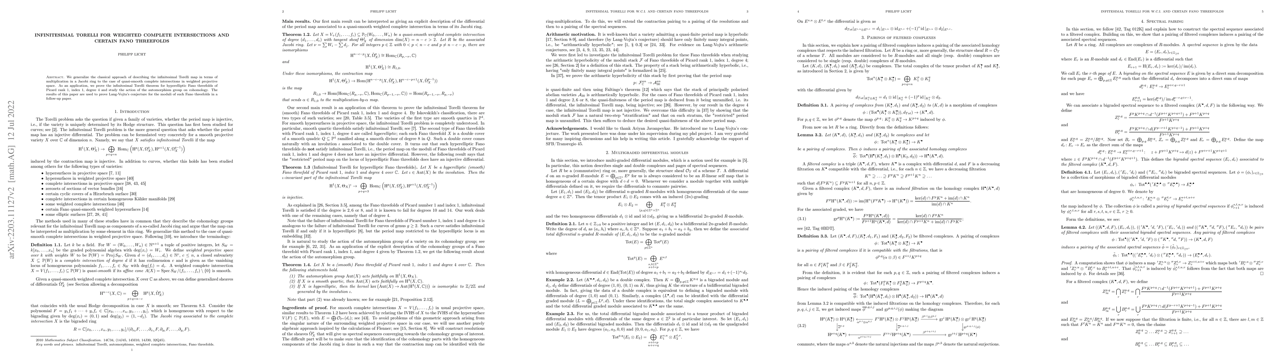 Thumbnail for Infinitesimal Torelli for weighted complete intersections and certain
  Fano threefolds