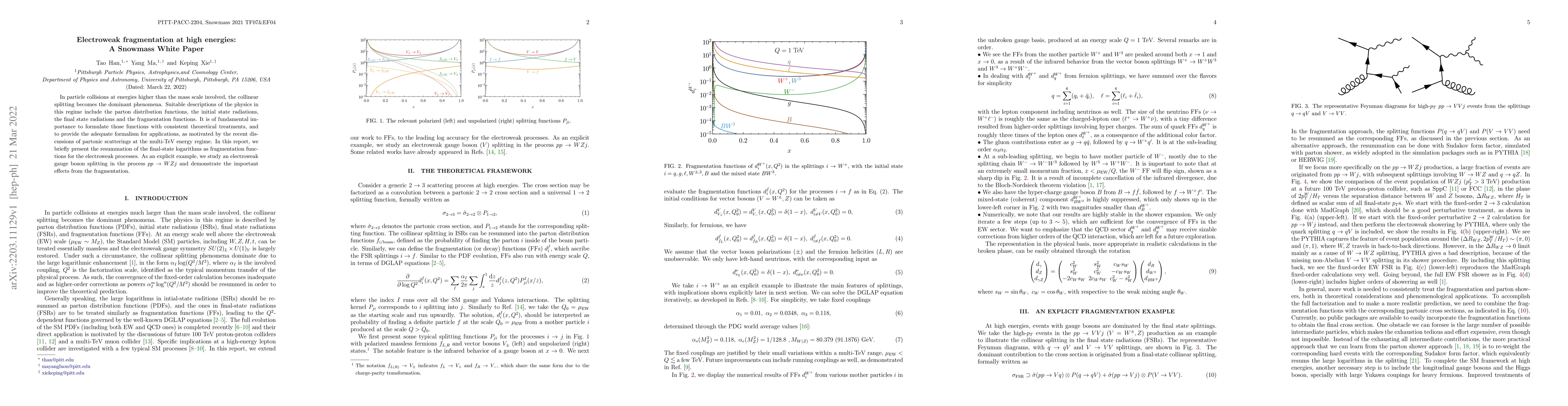 Thumbnail for Electroweak fragmentation at high energies: A Snowmass White Paper