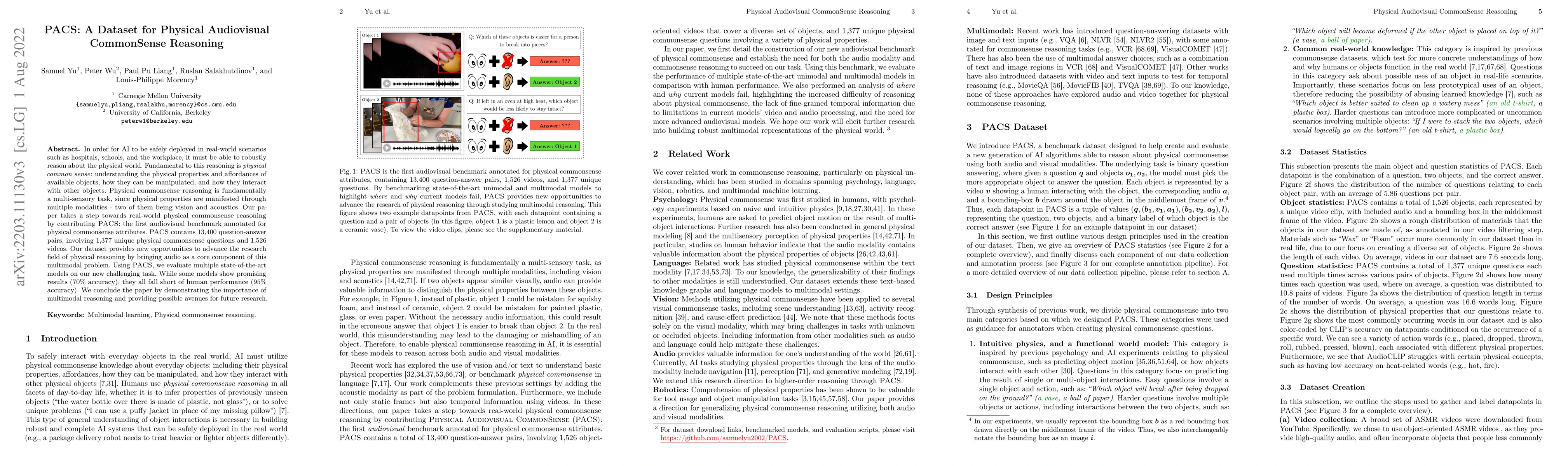 Thumbnail for PACS: A Dataset for Physical Audiovisual CommonSense Reasoning