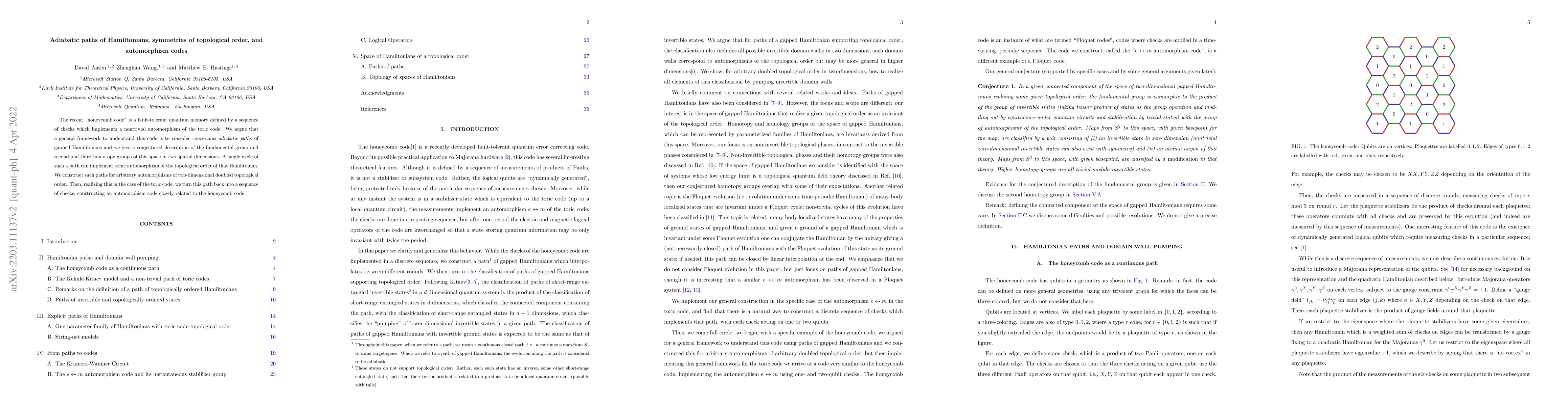 Thumbnail for Adiabatic paths of Hamiltonians, symmetries of topological order, and
  automorphism codes
